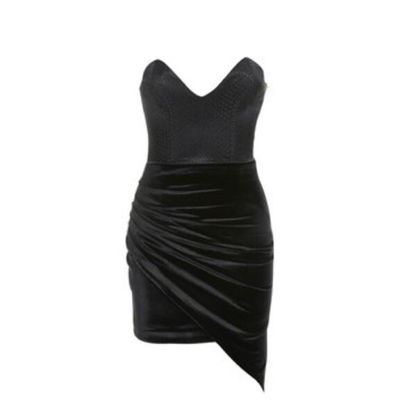 HOUSE OF CB Sancha Velvet Black Mini Strapless Dress Size M NWT - Picture 4 of 7